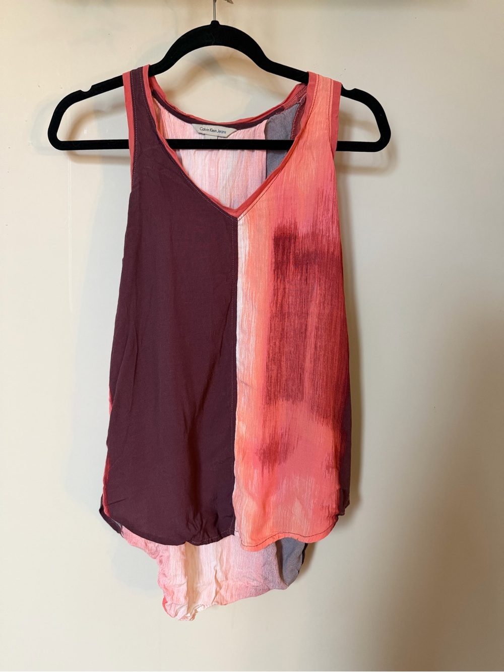 Calvin Klein Coral & Burgundy Work Tank Top